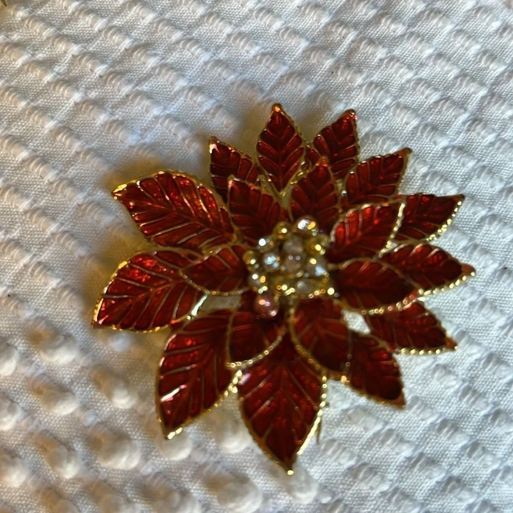 Christmas pins and handmade earrings. Two pins.